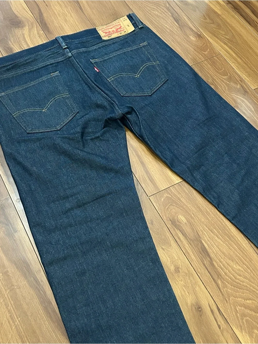 Levi’s Men’s 501 Regular Fit Straight Blue Dark Wash Jeans 33x34 Buttons Cotton